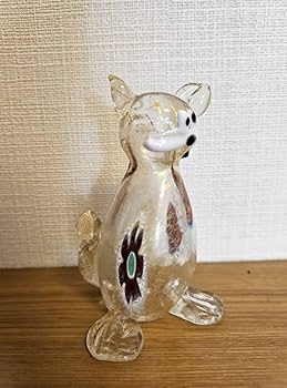 (美品)Murano glass ムラーノガラス　猫の置物職人サイン入り(底) 美品)Murano glass ムラーノガラス 猫の置物職人サイン入り(底